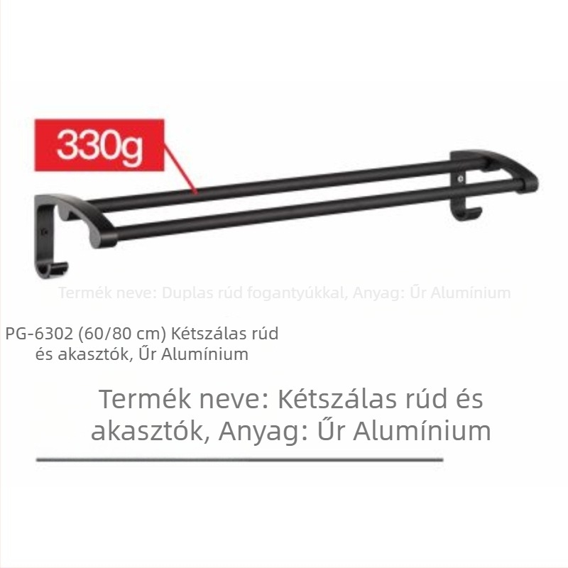 Space alumínium törölközőtartó, 2 emeletes, dupla oszlop, alumínium ötvözet, oxidációs felület, stílus Light Luxury
