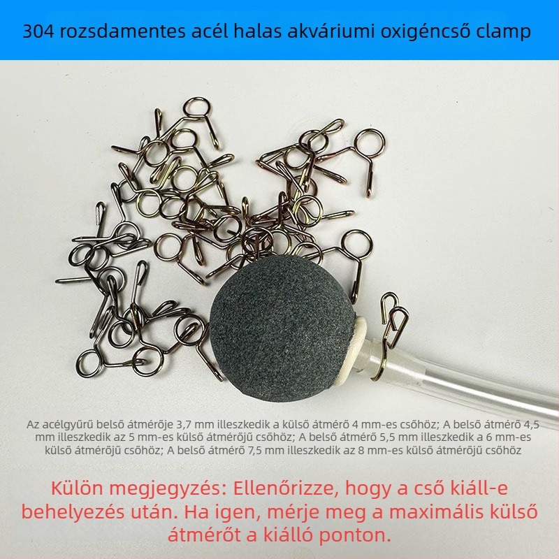 Akvaris oxigéncső csat — rozsdamentes acél, fix, leesés elleni, az oxigénpumpa csövéhez