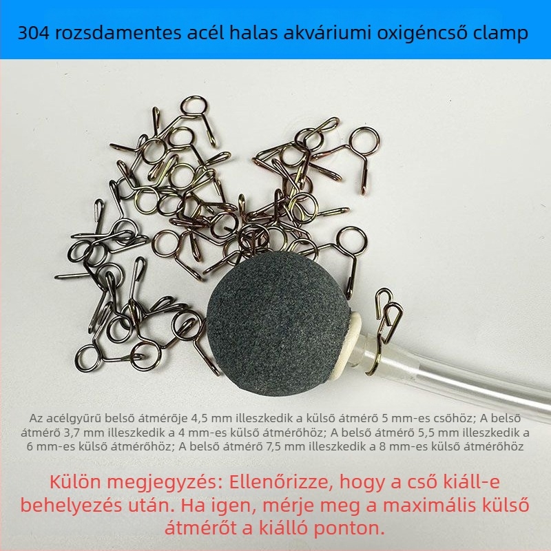 Akvaris oxigéncső csat — rozsdamentes acél, fix, leesés elleni, az oxigénpumpa csövéhez