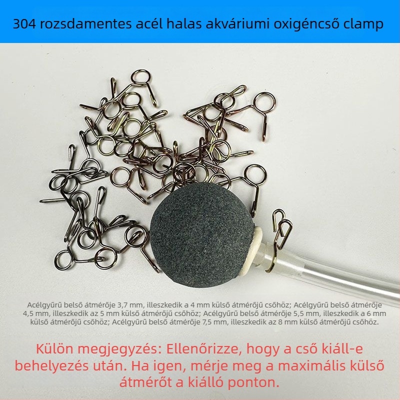 Akvaris oxigéncső csat — rozsdamentes acél, fix, leesés elleni, az oxigénpumpa csövéhez
