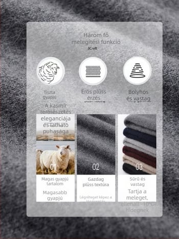 Férfi gyapjú pulóver magas gallérral, téli vastag kötött felső