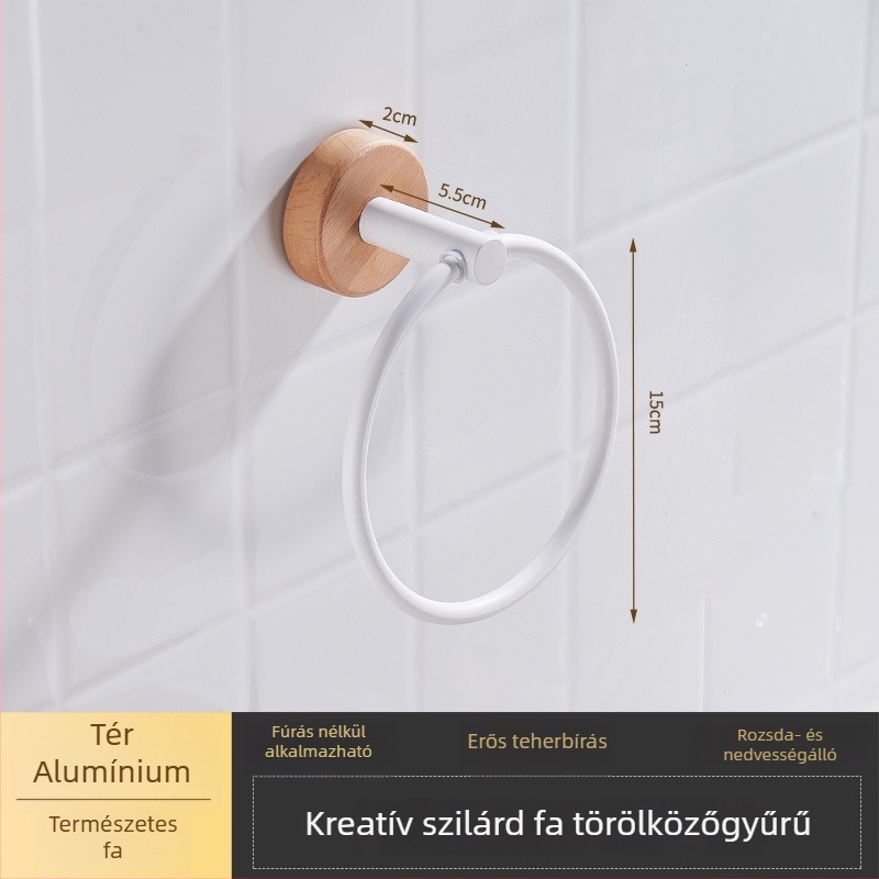 Törölközőgyűrű alumíniumötvözetből, 40 kg teherbírás, víz- és penészálló felület, műanyag permetezés és viaszos bevonatú, egylépcsős kialakítás