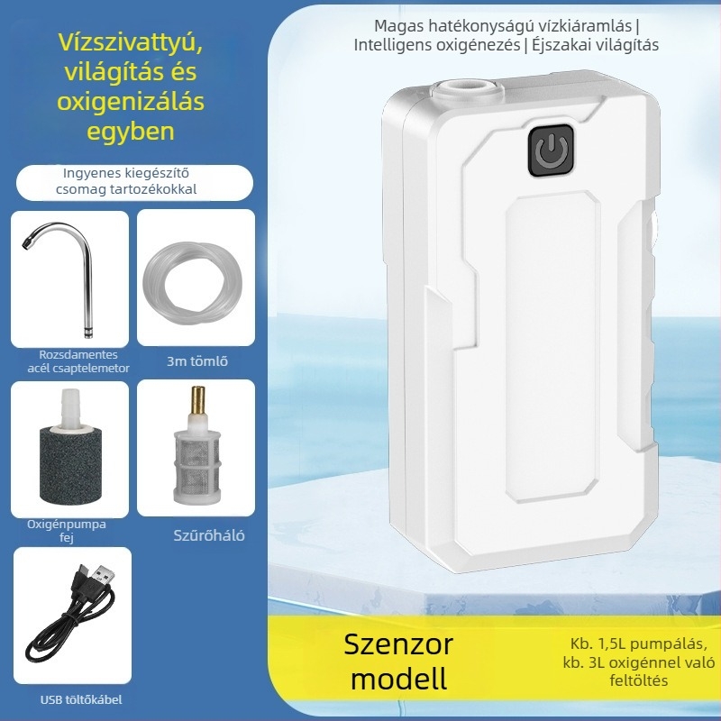 Qianliguang intelligens szenzoros vízadagoló kempingezéshez – elektromos vízpumpa LED világítással és kézmosó egységgel