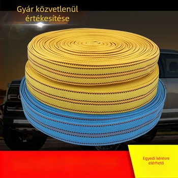 Szállítmánykötöző kötél, kopásálló, széles lapos pánt, vastagított kötél, modell: Polyester strap