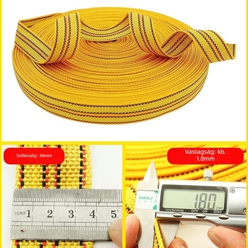 Szállítmánykötöző kötél, kopásálló, széles lapos pánt, vastagított kötél, modell: Polyester strap