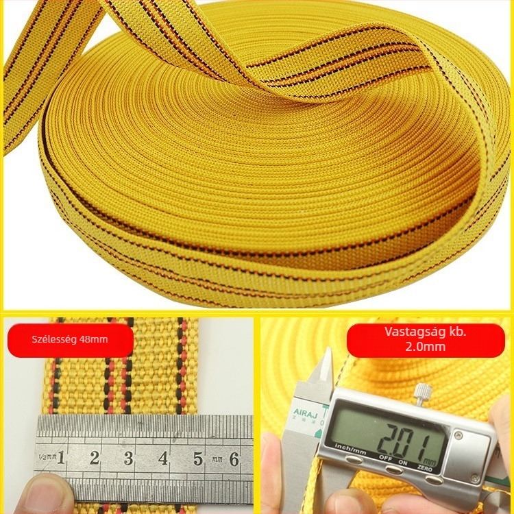Szállítmánykötöző kötél, kopásálló, széles lapos pánt, vastagított kötél, modell: Polyester strap