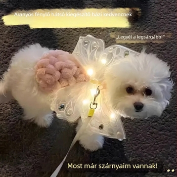 Világító pillangó-szárnyakkal ellátott mellkaspánt kisállatok számára, poliészter, macskáknak kompatibilis, márka Pet Luminous Back Ornament