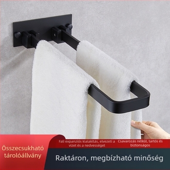 Törölközőtartó alumíniumötvözetből, fúrás nélkül, teherbírás 25 kg, felület: műanyag porszórt bevonat, modern minimalist stílus