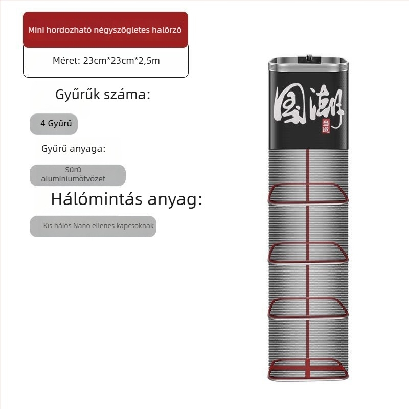 Hálótáska védő háló a horgászathoz, nylon, Bawon, négyszögletes nyílás, gyors száradás, apró szemű háló