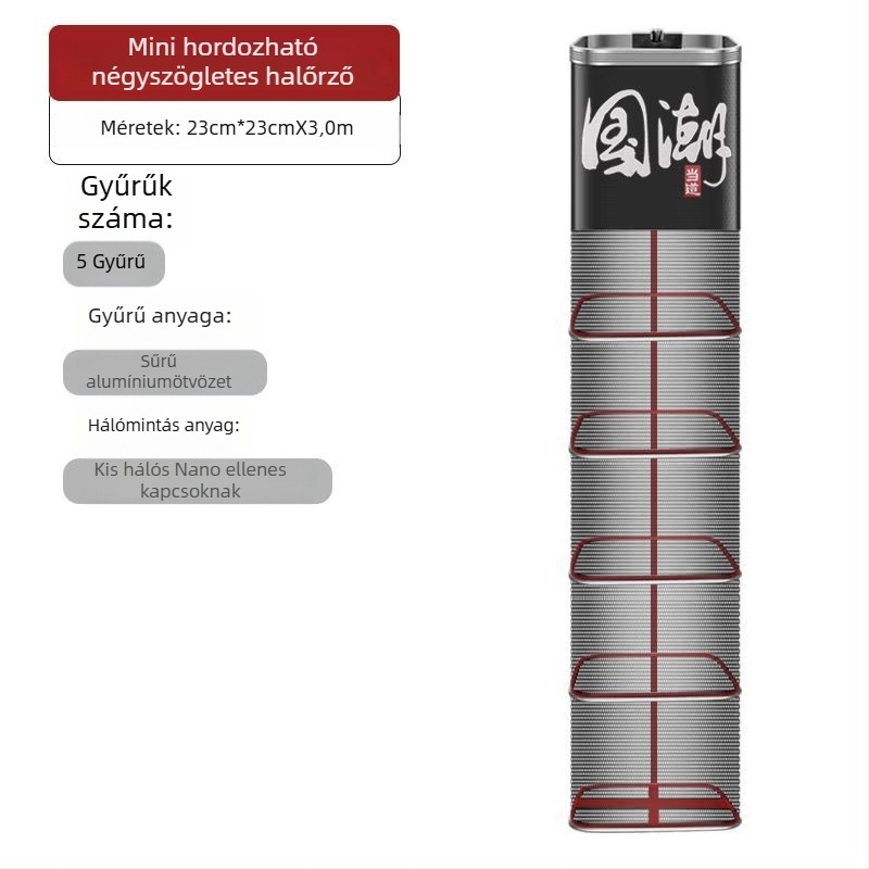 Hálótáska védő háló a horgászathoz, nylon, Bawon, négyszögletes nyílás, gyors száradás, apró szemű háló