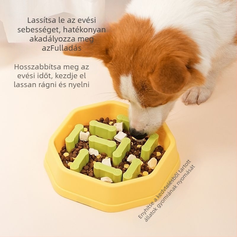 Lassú etető tál háziállatoknak csúszásmentes, fulladás elleni és felborulás elleni kialakítással, nagy kutyáknak, kölyökkutyáknak, kicsi és közepes testű kutyáknak és macskáknak