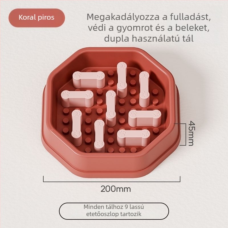 Lassú etető tál háziállatoknak csúszásmentes, fulladás elleni és felborulás elleni kialakítással, nagy kutyáknak, kölyökkutyáknak, kicsi és közepes testű kutyáknak és macskáknak