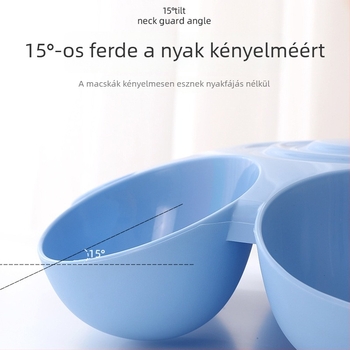 Többfunkciós etető tál macskák és kutyák számára, kettős tál szívókoronggal, műanyagból, teljes automatikus etetési készlet, márka Rabbit morning, 40 darab/doboz