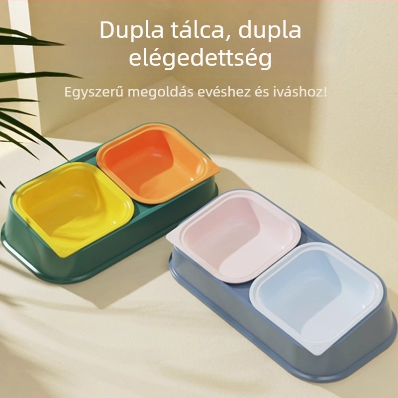 Pie can be műanyag dupla macska- és kutyatál etetésre és ivásra