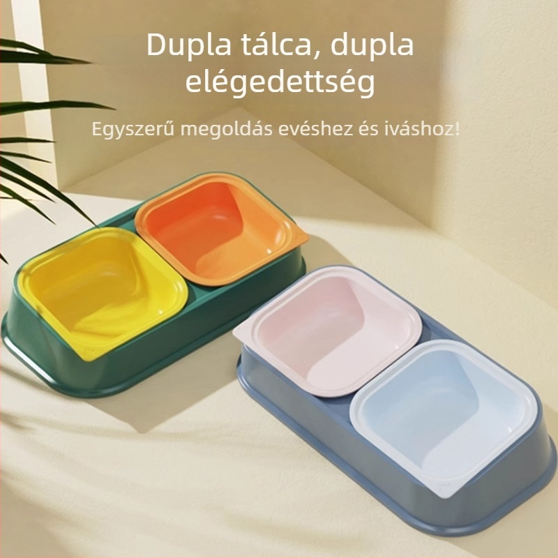 Pie can be műanyag dupla macska- és kutyatál etetésre és ivásra