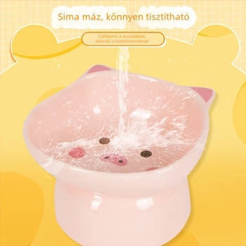 Pipai macska kerámia tál, nagy kapacitású, csúszásgátló, magas lábú a nyak támasztásáért