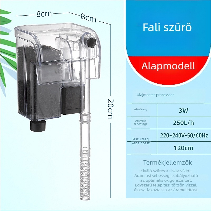 Akvarisztikai szűrőpumpa — három az egyben, csendes külső függő pumpa, zuhatós szűrő, oxigénpumpa (Anyag: Műanyag; Modell: 06; Kereskedelmi export: Igen)