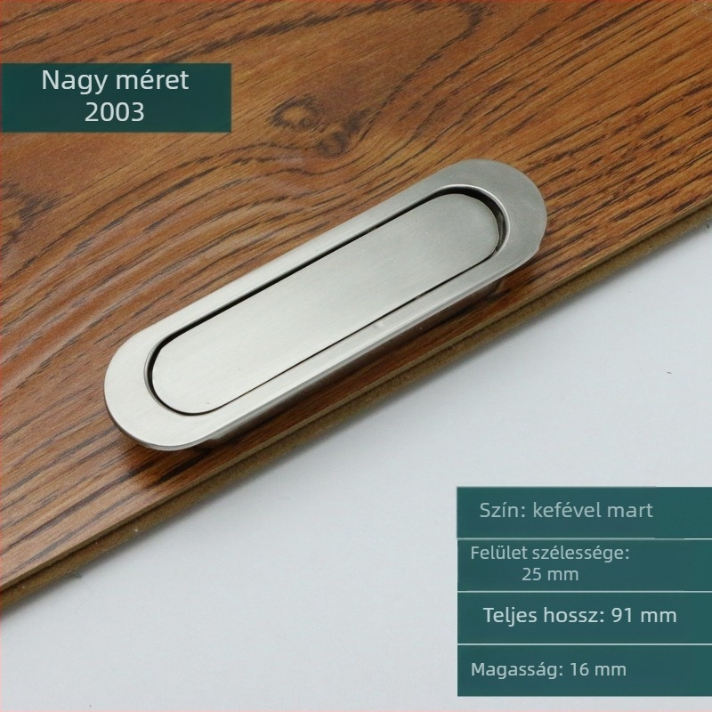 Tatami rejtett fogantyú szekrényekhez és ruhásszekrényekhez – beépített, modern minimalista stílus; anyag: cinkötvözet; modell: 2003; polírozott galvanizálás