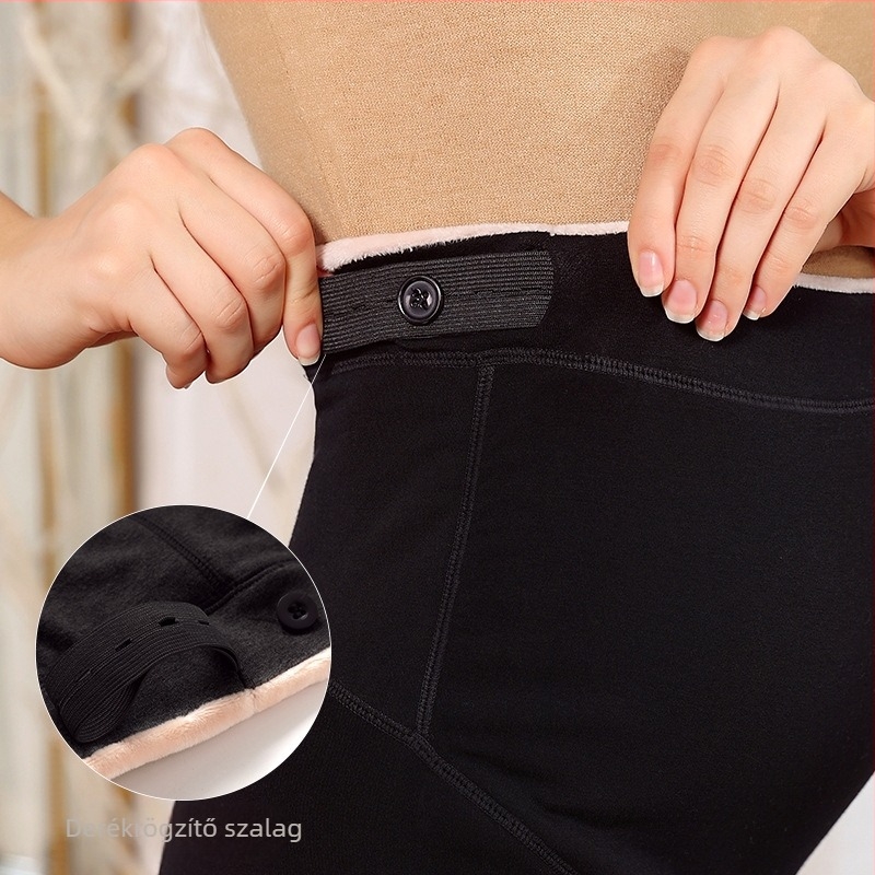 Kismama leggings gyapjúkeverékből, hasi támasztékkal, szűk fazon, őszi–téli viselet