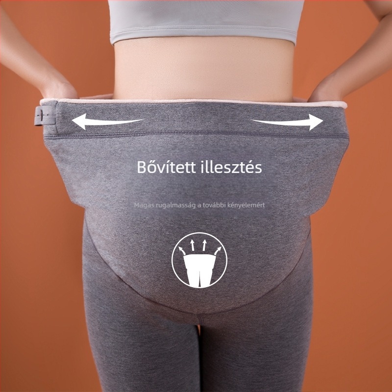 Kismama leggings gyapjúkeverékből, hasi támasztékkal, szűk fazon, őszi–téli viselet