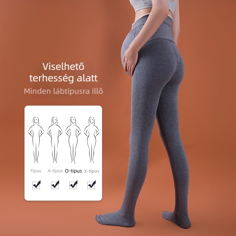 Kismama leggings gyapjúkeverékből, hasi támasztékkal, szűk fazon, őszi–téli viselet