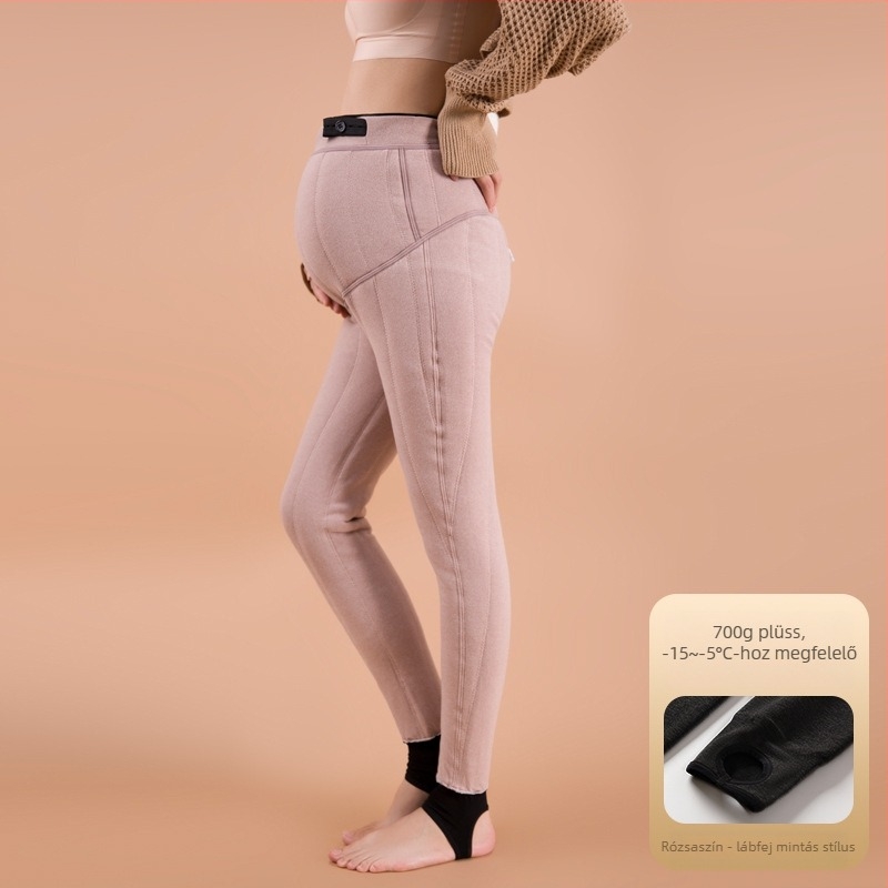 Kismama leggings gyapjúkeverékből, hasi támasztékkal, szűk fazon, őszi–téli viselet