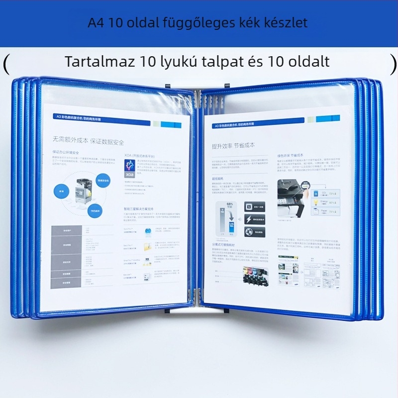 Fali bemutató mappa állvány, 10 oldal, műanyag, többoldalas klipek, jirwou, modell Vertical 10 oldal
