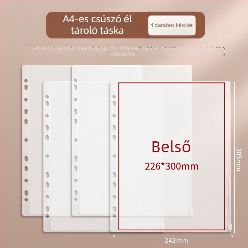 A4-es dokumentumtároló táska Baiheng, modell A4-id storage book, PU anyag, 3.5 cm vastagság, 12 oldal