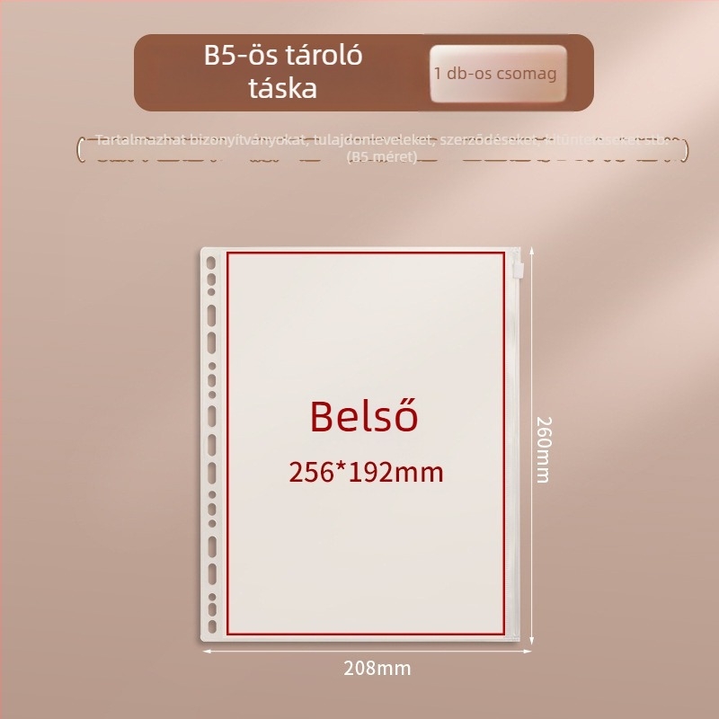 A4-es dokumentumtároló táska Baiheng, modell A4-id storage book, PU anyag, 3.5 cm vastagság, 12 oldal