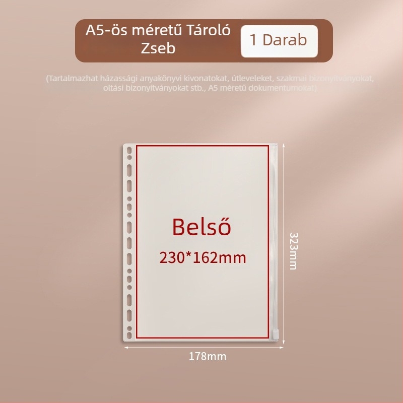 A4-es dokumentumtároló táska Baiheng, modell A4-id storage book, PU anyag, 3.5 cm vastagság, 12 oldal