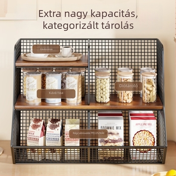 Asztalra való tároló doboz szervező (Anyag: Vas és fa; Kapacitás: 1 L; Funkció: Többfunkciós; Stílus: Modern minimalista; Mintázat: a képen látható)