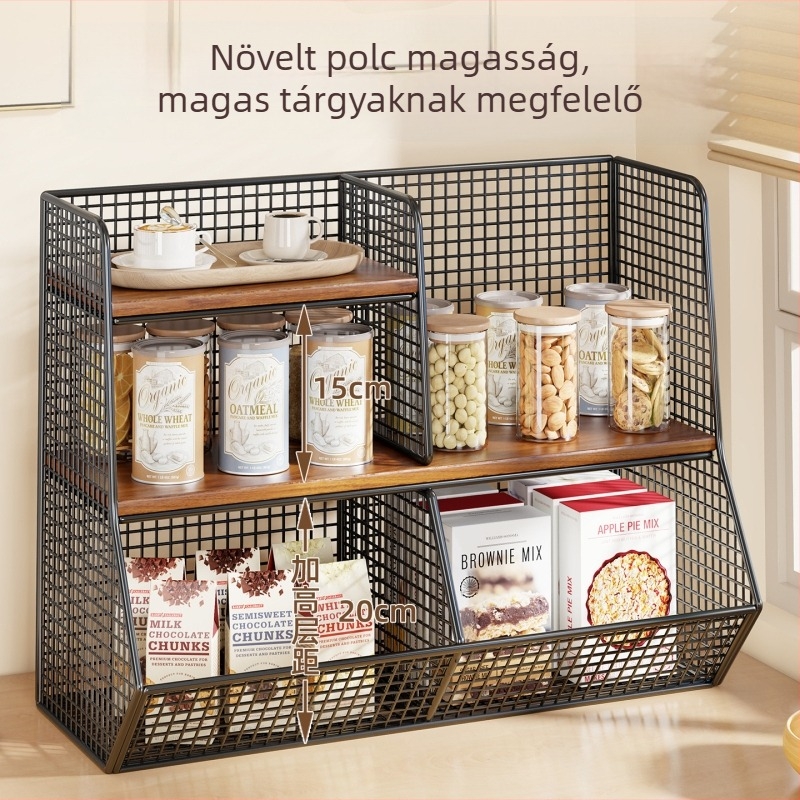 Asztalra való tároló doboz szervező (Anyag: Vas és fa; Kapacitás: 1 L; Funkció: Többfunkciós; Stílus: Modern minimalista; Mintázat: a képen látható)