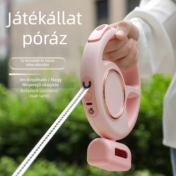 Kutyapóráz visszahúzható LED világítással – ABS anyag, teleszkópos kialakítás, húzórendszer