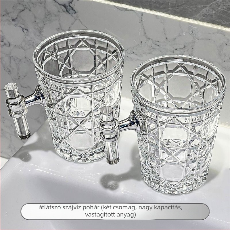 Üvegből készült szájvíz- és fogkefe pohár, modern minimalist dizájn, hengeres forma, hőálló, egyrétegű