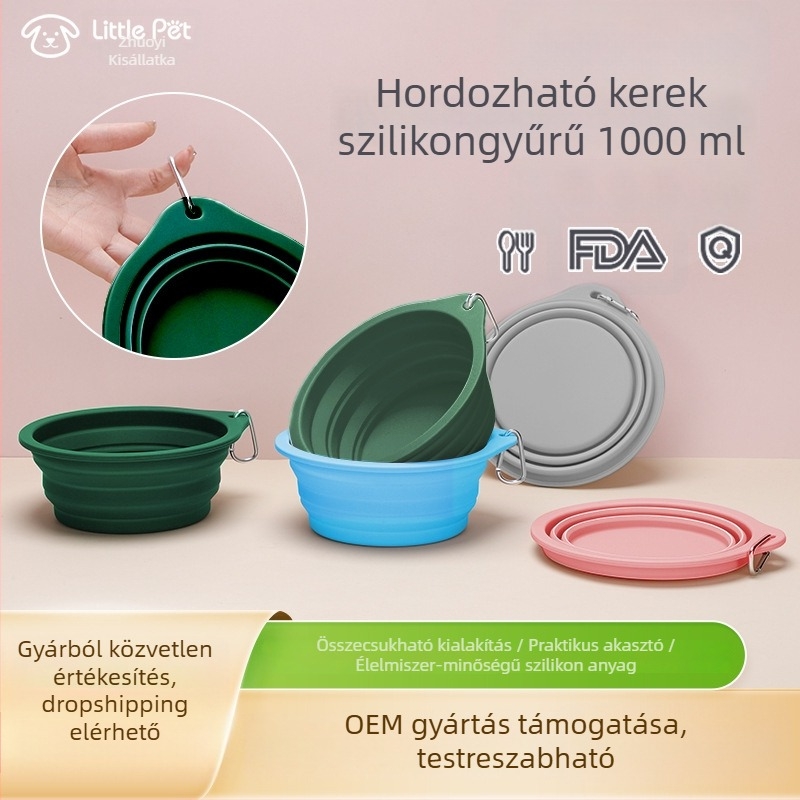 Little Pet szilikon összecsukható tál háziállatoknak – nem automata etetés; anyag: szilikon; csomagolás: 50 darab; háziállat-kiegészítők
