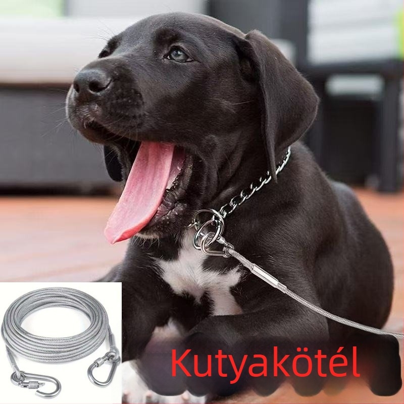 Kutyapóráz acélhuzalos drótból, strapabíró, harapásálló, nagytestű kutyáknak