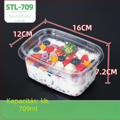 Egyszer használatos PET gyümölcsös doboz fedővel – élelmiszer minőségű műanyag, átlátszó, 280ml/483ml/709ml