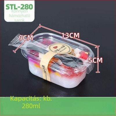 Egyszer használatos PET gyümölcsös doboz fedővel – élelmiszer minőségű műanyag, átlátszó, 280ml/483ml/709ml