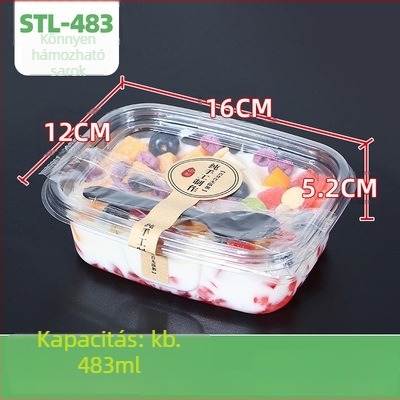 Egyszer használatos PET gyümölcsös doboz fedővel – élelmiszer minőségű műanyag, átlátszó, 280ml/483ml/709ml