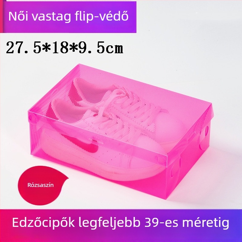 Fiókos átlátszó cipő tároló doboz polipropilénből (PP), 18 literes kapacitással, fedéllel
