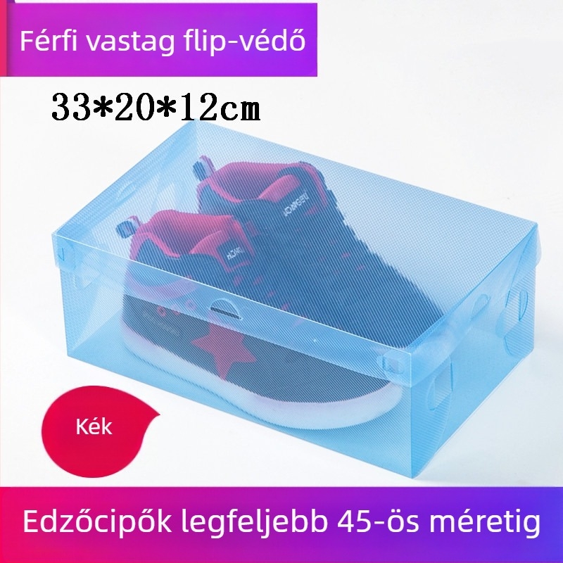 Fiókos átlátszó cipő tároló doboz polipropilénből (PP), 18 literes kapacitással, fedéllel