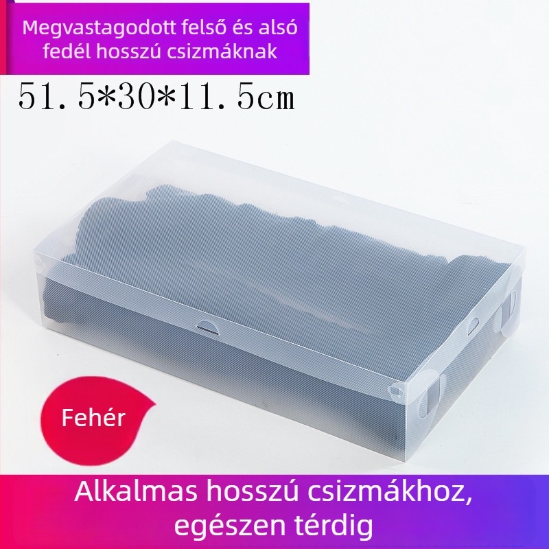 Fiókos átlátszó cipő tároló doboz polipropilénből (PP), 18 literes kapacitással, fedéllel
