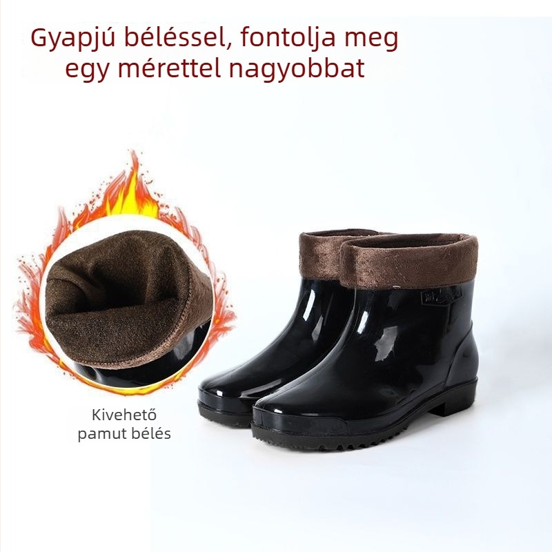 Fekete esőcsizmák – magas és középmagas fazonok, fleece béléssel, csúszásmentes talppal, kopásálló, vízálló vízcipők