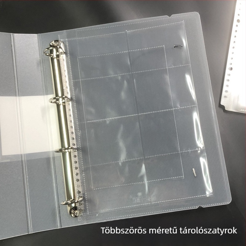 PP anyagú oldalas mappa átlátszó belső oldalakkal és rácsos kártyatár résszel; ajándék osztálytársaknak karácsonyra