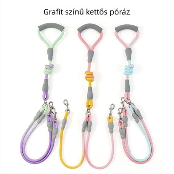 Közepes méretű kettős kutyapóráz két kutyának