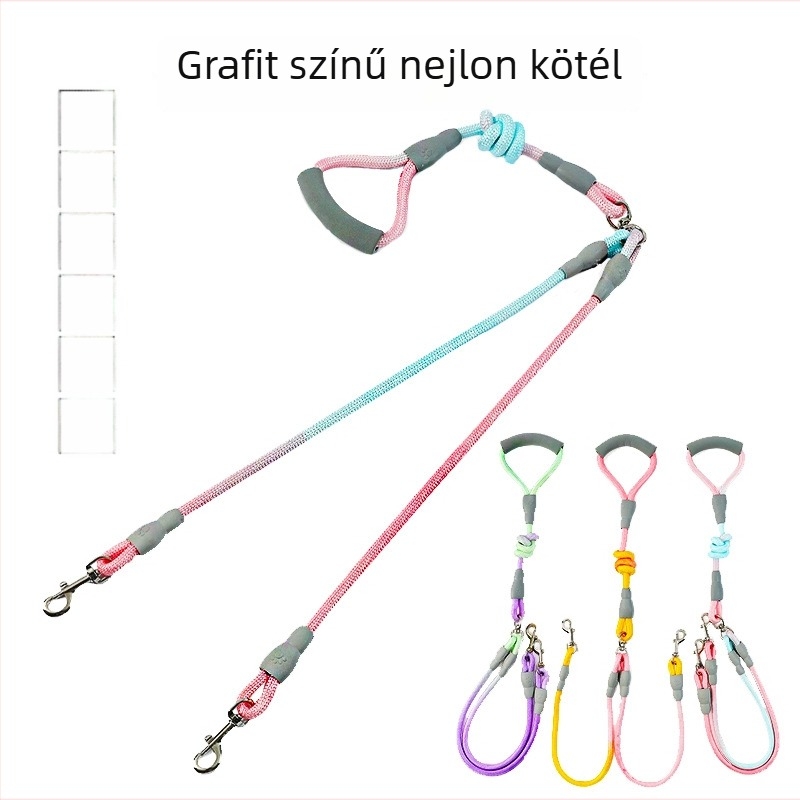 Közepes méretű kettős kutyapóráz két kutyának