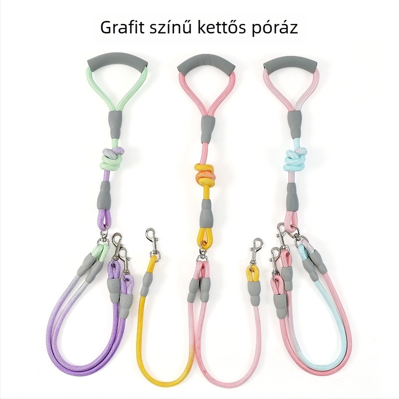 Közepes méretű kettős kutyapóráz két kutyának