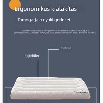 Ultra vékony, alacsony profilú nyak-támaszként szolgáló párna, puha töltettel és pamut huzattal; felnőtteknek, gyerekeknek és babáknak; méretek 30x50 cm, 40x60 cm, 48x74 cm.