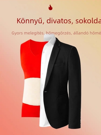 Férfi termális ujjatlan mellény corduroy anyagból, fleece béléssel, lazán szabott, téli alapréteg