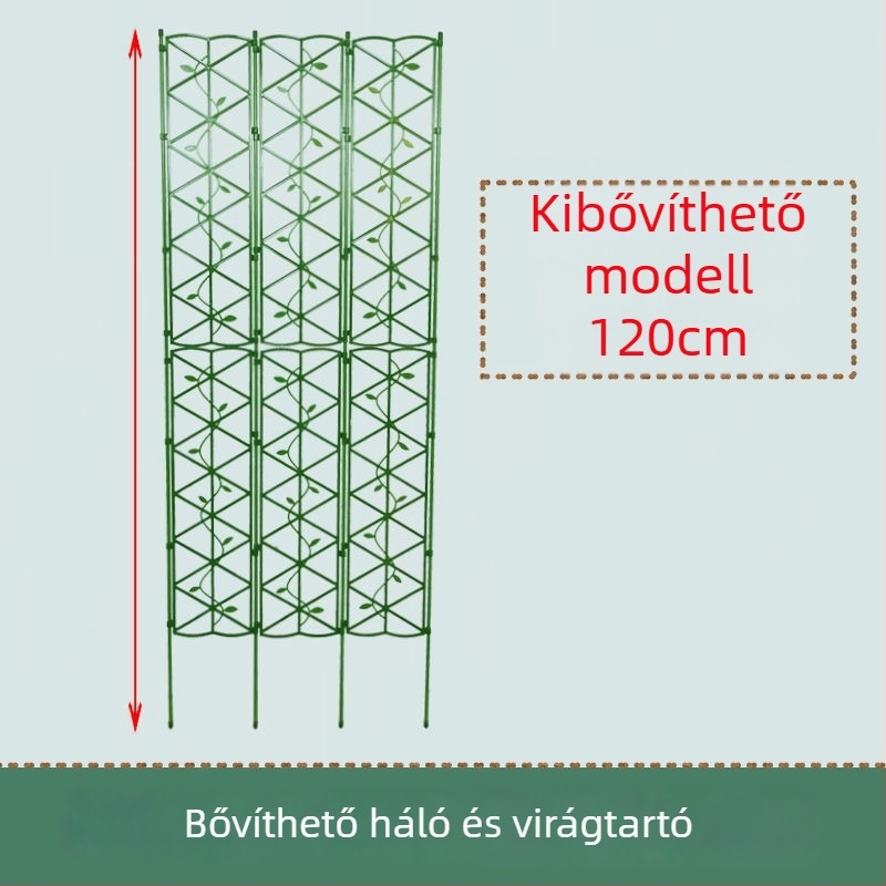 Kerti futónövényekhez készült támrendszer virágképernyővel